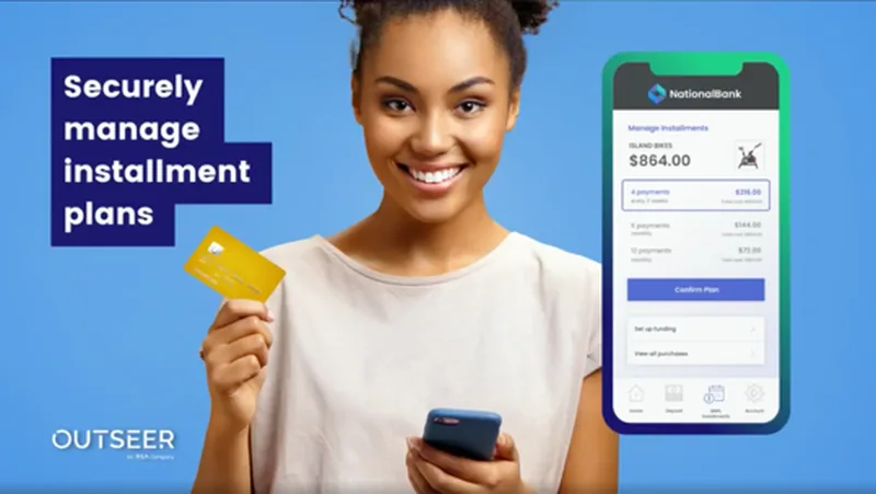 Securely manage installment plans social creative with a mobile banking interface.