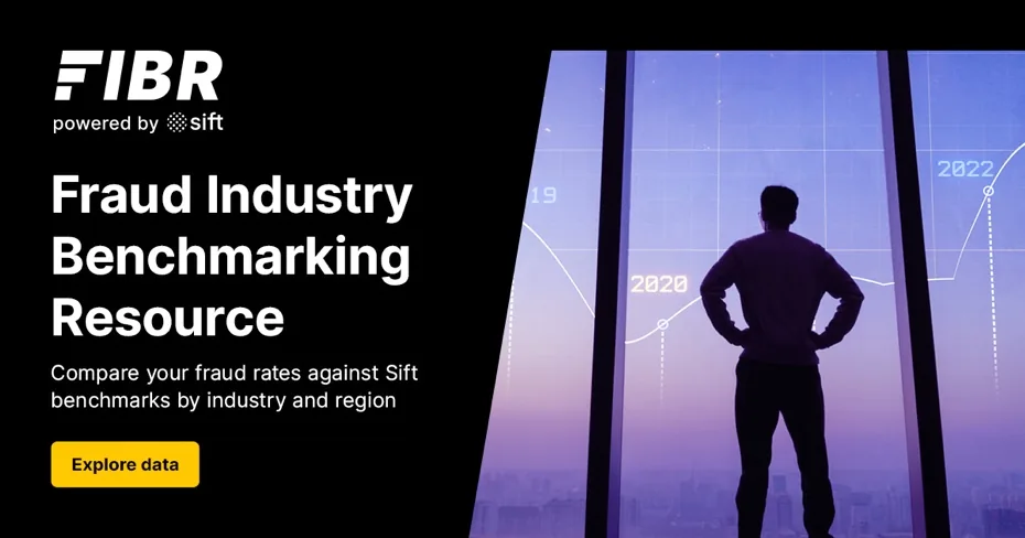 FIBR powered by Sift banner reading Fraud Industry Benchmarking Resource.
